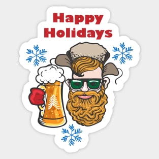 Hipster with Beer mug Sticker